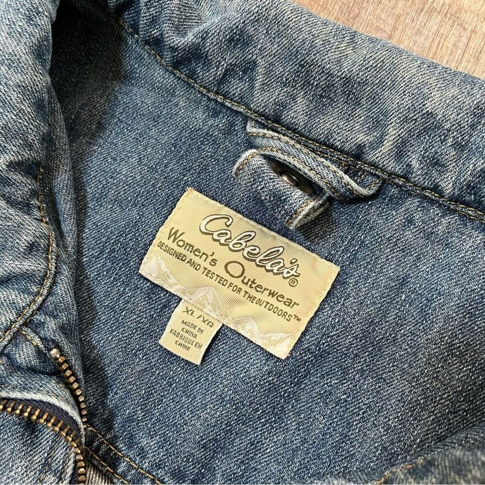 Vintage 90s/Y2k Cabela's Denim Full Zip Utility Jacket Womens Size XL - Picture 4 of 6